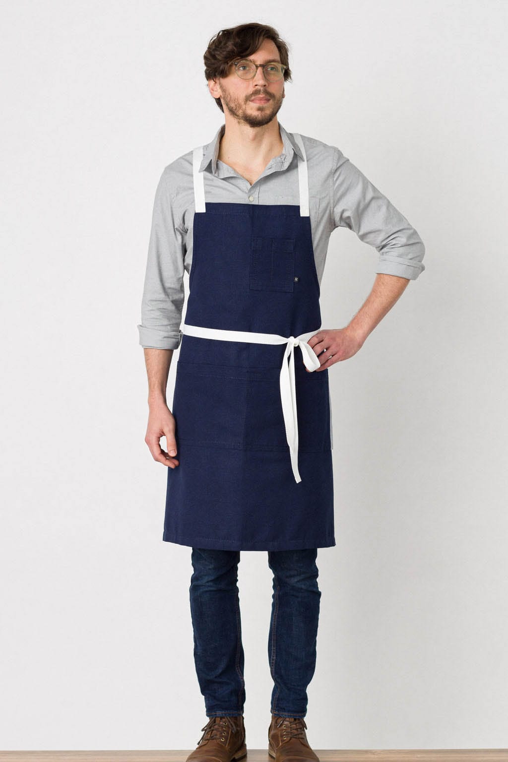 Crossback Bib Chef Apron, Blue, Front View, Men, Women, Best Quality, 5-Star Reviews, Top Restaurant Supplier