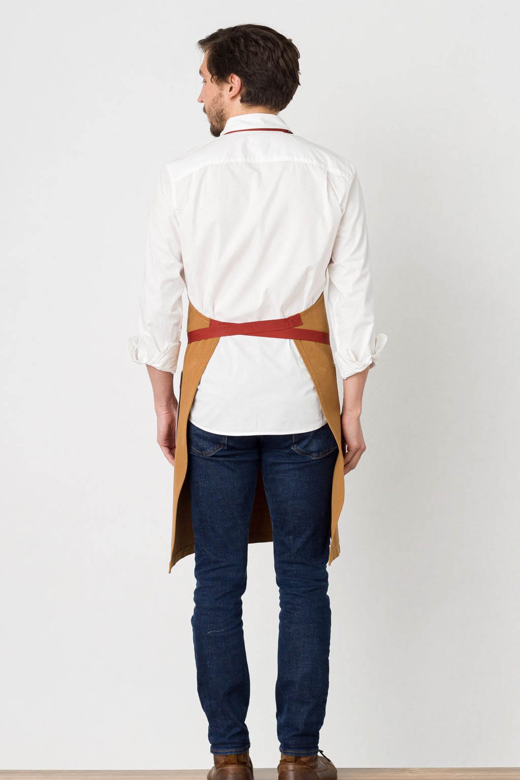 Classic Bib Apron, Cotton Canvas, Ochre Brown, Rear View, Pro, 5-Star Reviews, Pro Quality for Men and Women