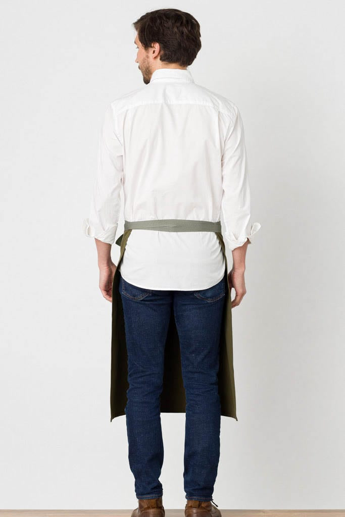 Server Half Apron, Cotton, Olive Green, Rear View, Industry Pricing, Quick Ship, Wholesale