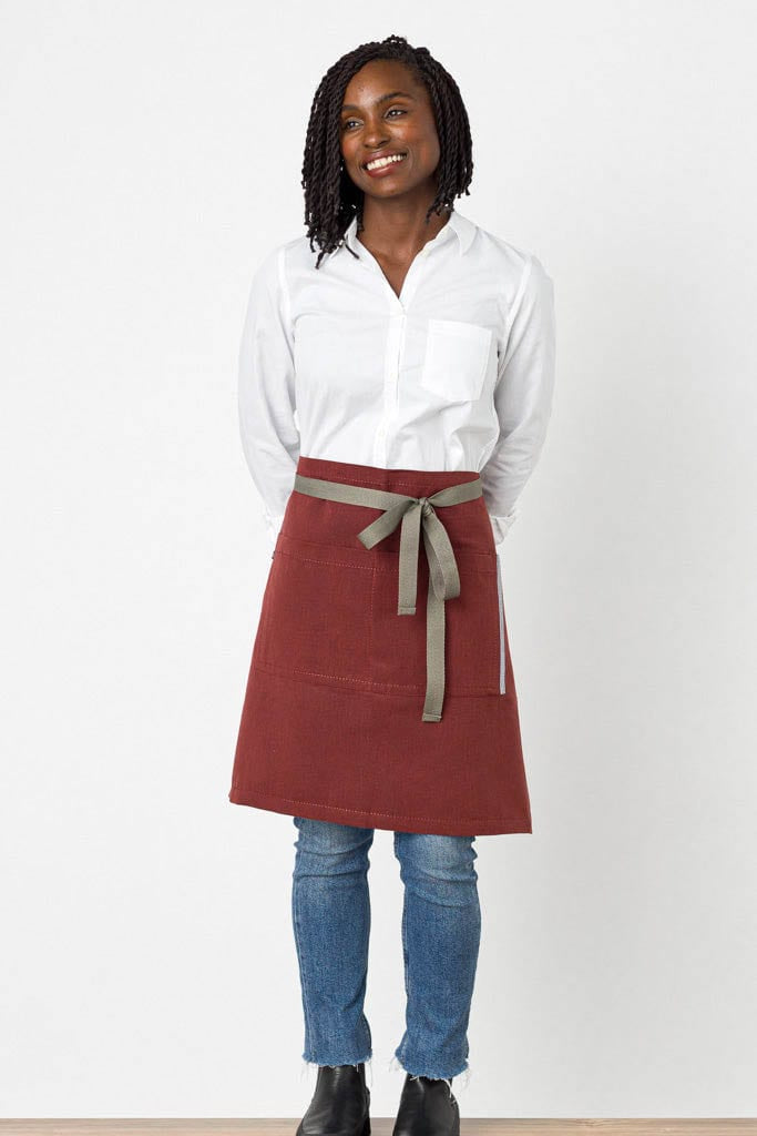 Server Waist Apron, Maroon Red, Front View, Men, Women, Industry Pricing, Premium Fabrics
