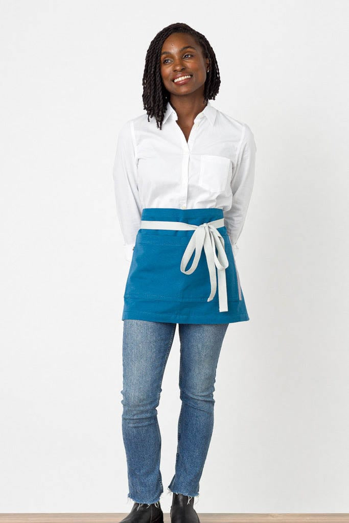 Server Half Apron, Cotton, Seaside Blue, Front View, Men, Women, Wholesale Prices