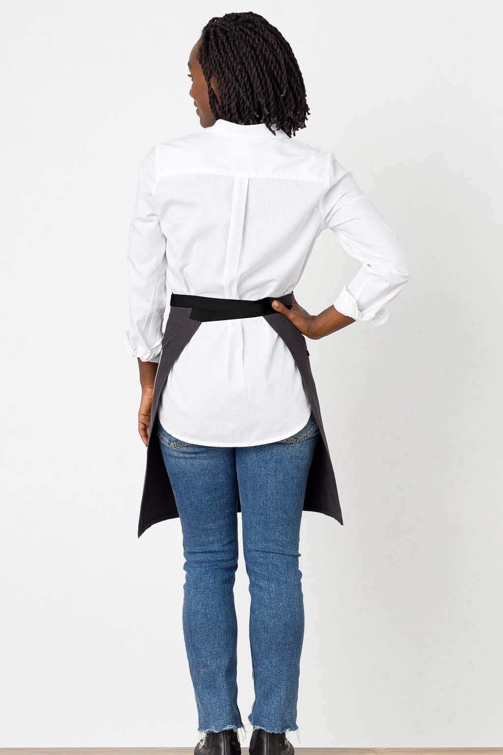 Server Waist Apron, Wrinkle Resistant, Black, Rear View, Quick Ship