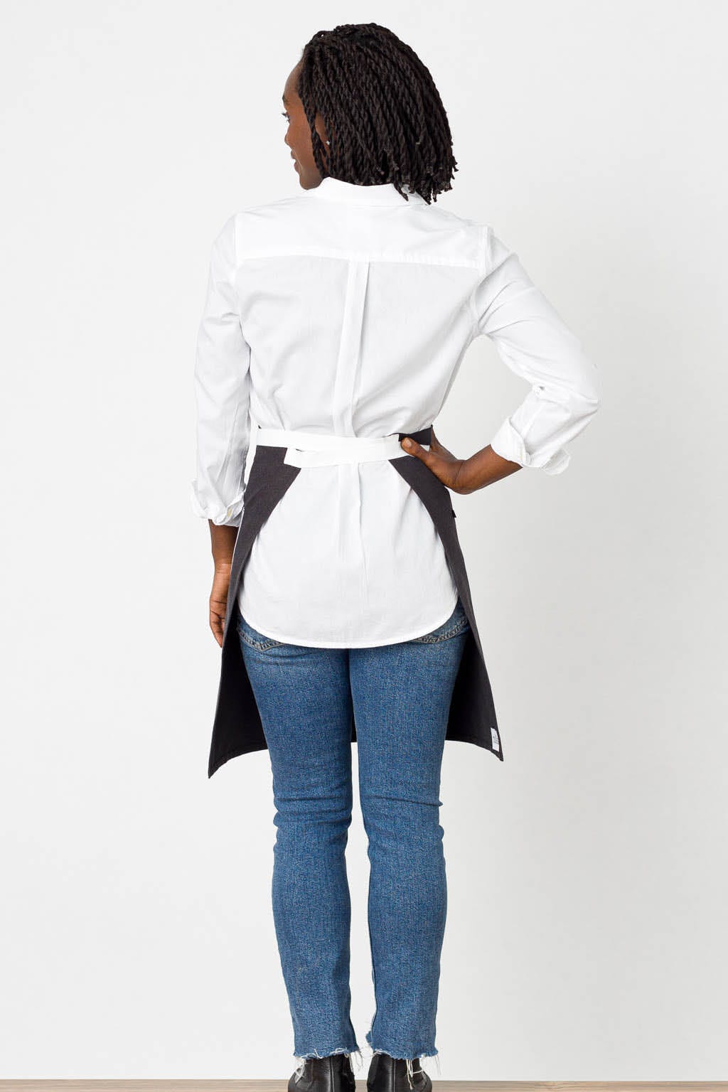 Server Waist Apron, Wrinkle Resistant, Black, Rear View, Premium Quality, Wholesale