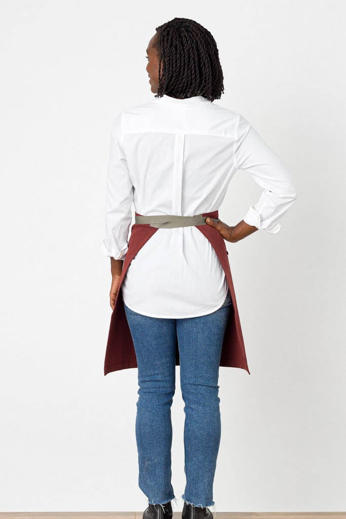 Server Waist Apron, Cotton, Maroon Red, Rear View, Volume Discounts, Restaurant Favorites