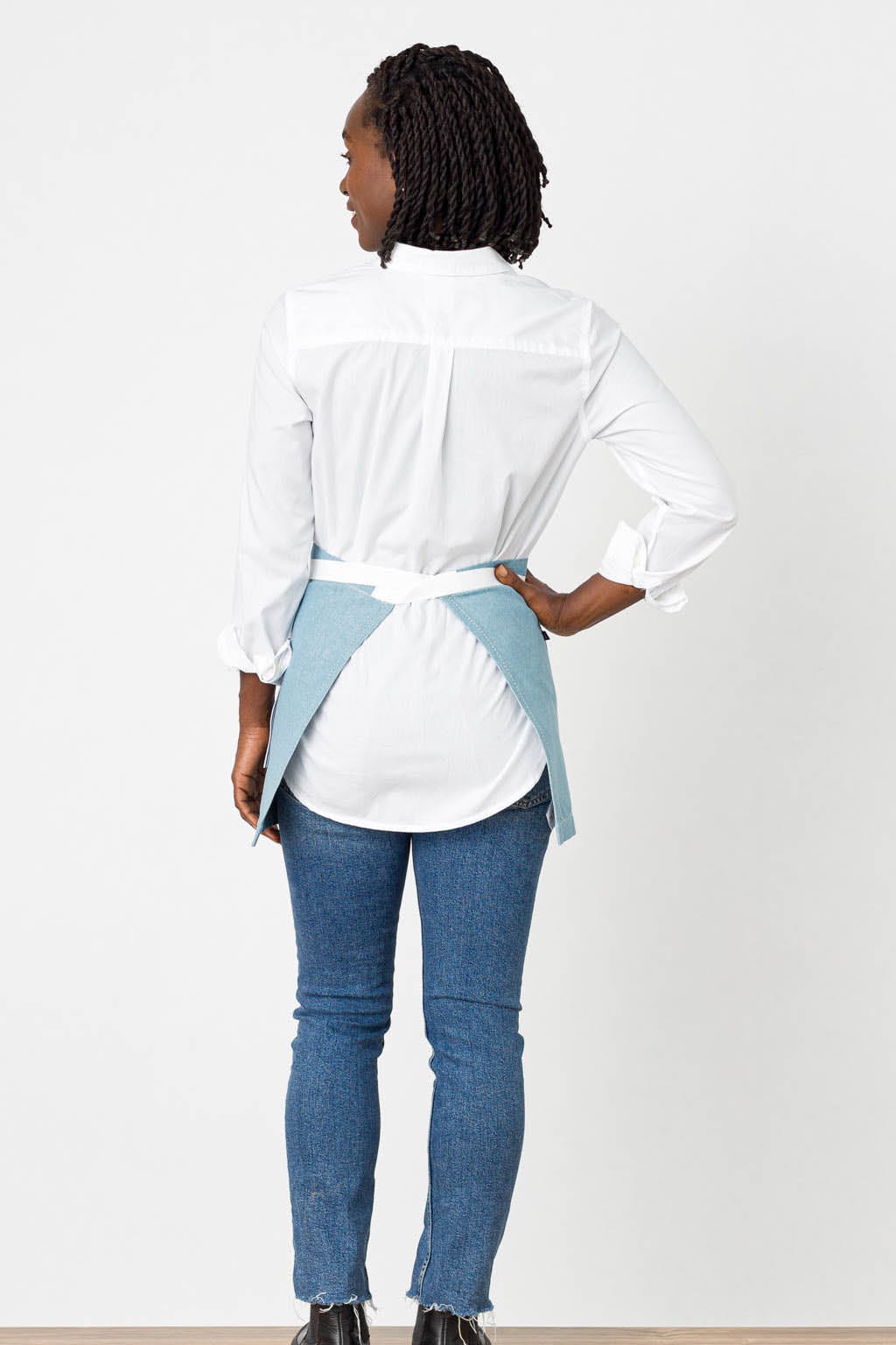 Server Waist Apron, Cotton, Light Blue, Rear View, Bulk Prices, Top Restaurant Supplier