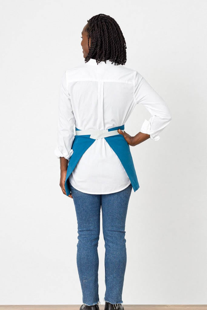 Server Waist Apron, Cotton, Seaside Blue, Rear View, Premium Quality, Wholesale
