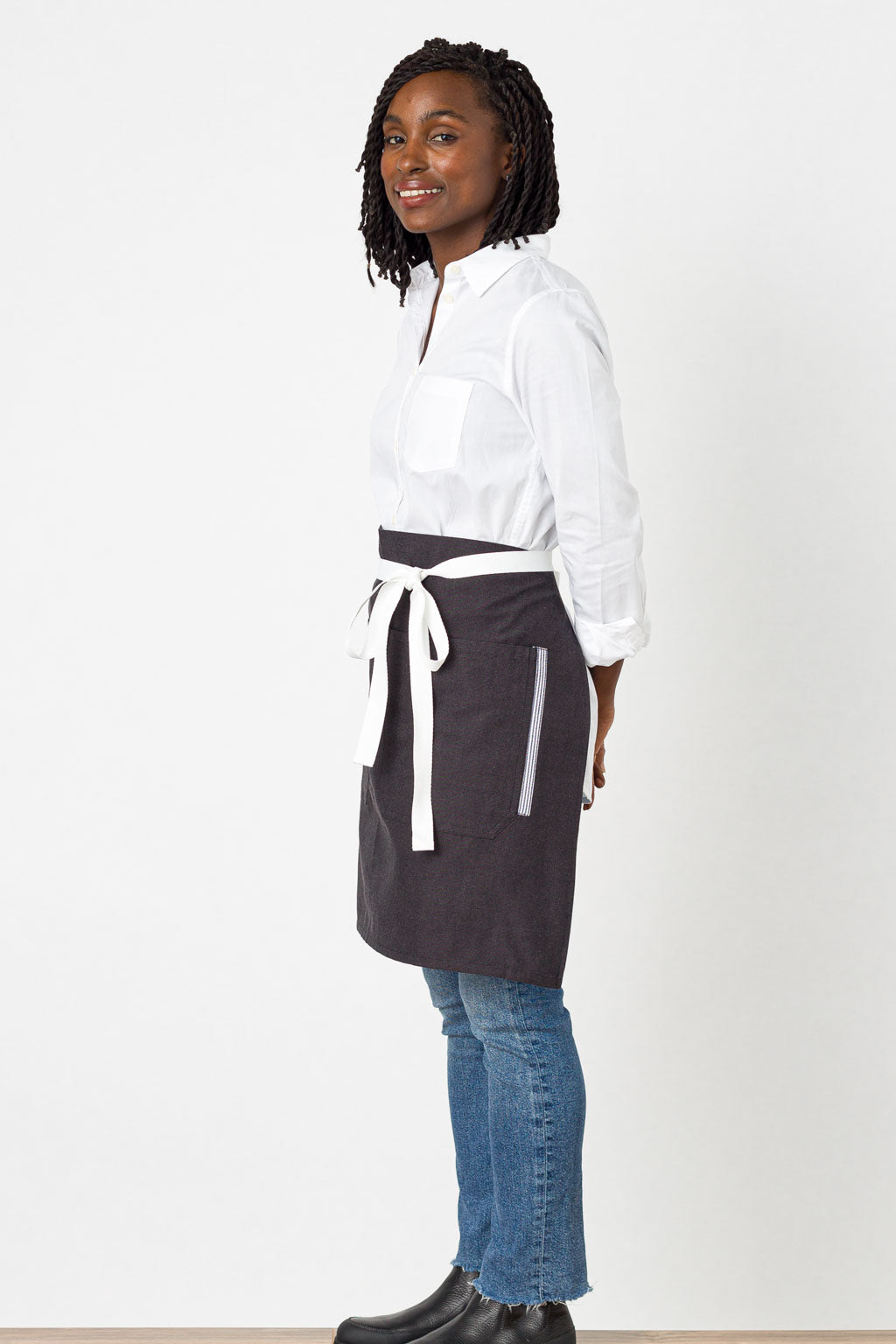 Server Waist Apron, Poly-Cotton, Black, Side View, Bulk Pricing, Top Reviews, Pro Quality