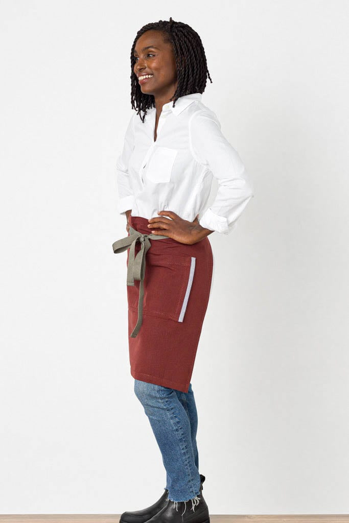 Server Half Apron, Cotton, Maroon Red, Side View, Volume Discounts, Industry Pricing