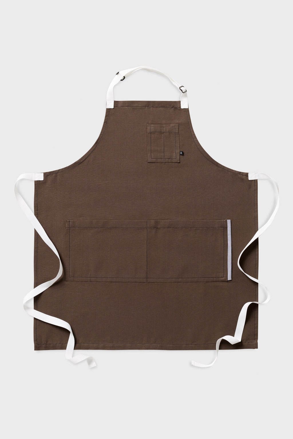 Classic Bib Apron, Cotton, Brown, White Straps, Premium Quality, Fast Shipping, Bulk Pricing