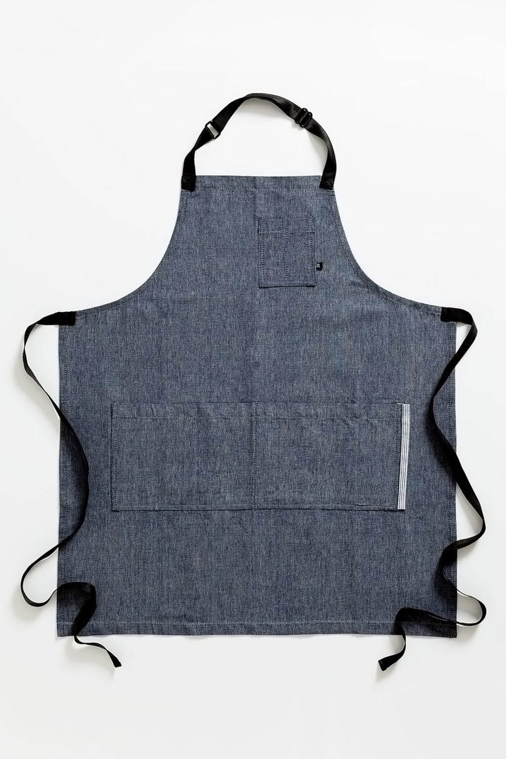 Classic Chef Apron, Cotton, Blue Jean Denim, Black Straps, Worn by Top Chefs, Quick Ship, Affordable