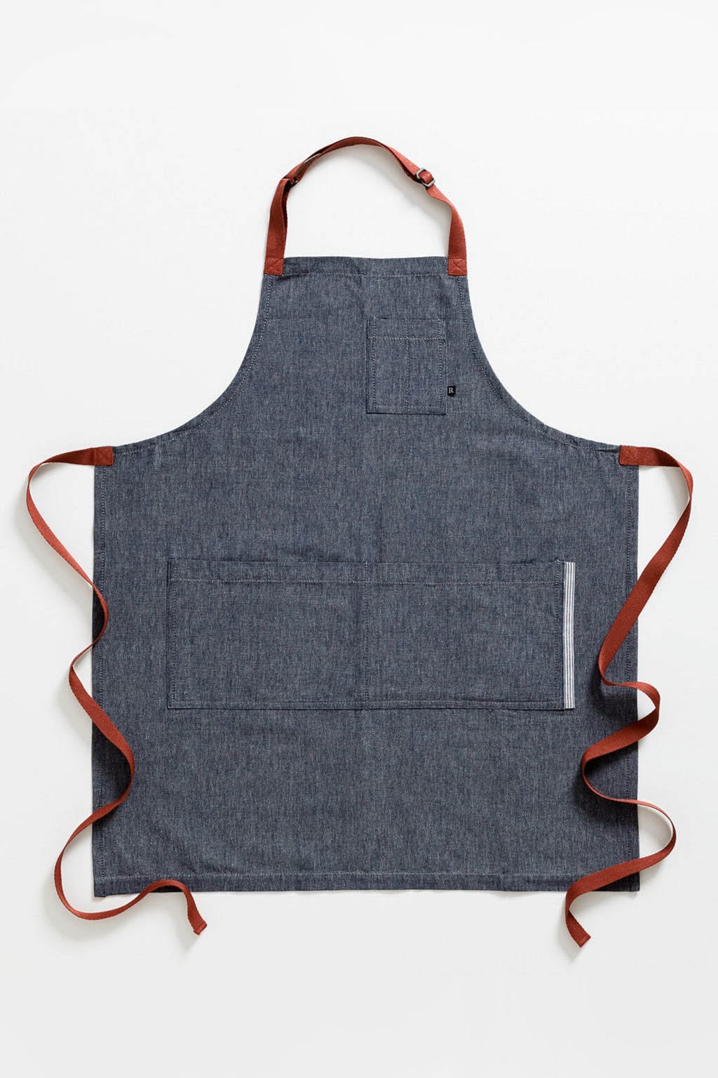 Classic Chef Apron, Cotton, Blue Denim, Red Straps, Industry Pricing, 5-Star Reviews, Pro Quality