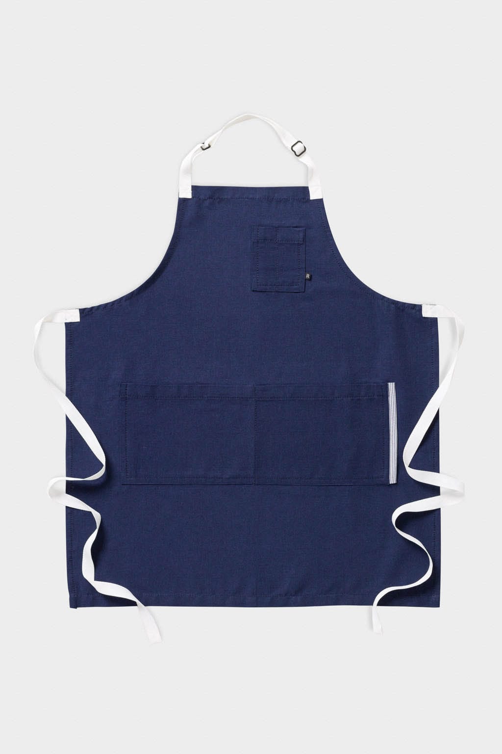 Classic Bib Apron, Cotton, Navy Blue, White Straps, Volume Discounts, 5-Star Reviews, Pro Quality