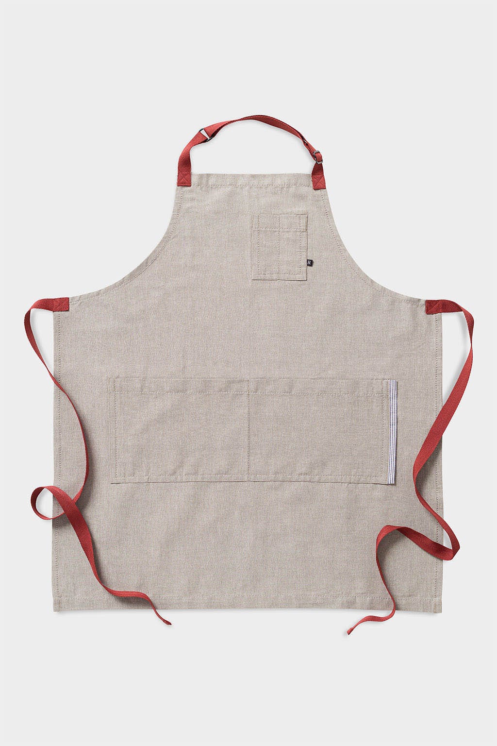 Classic Bib Apron, Cotton, Beige Tan, Red Straps, Worn by Top Chefs, Fast Shipping, Bulk Pricing