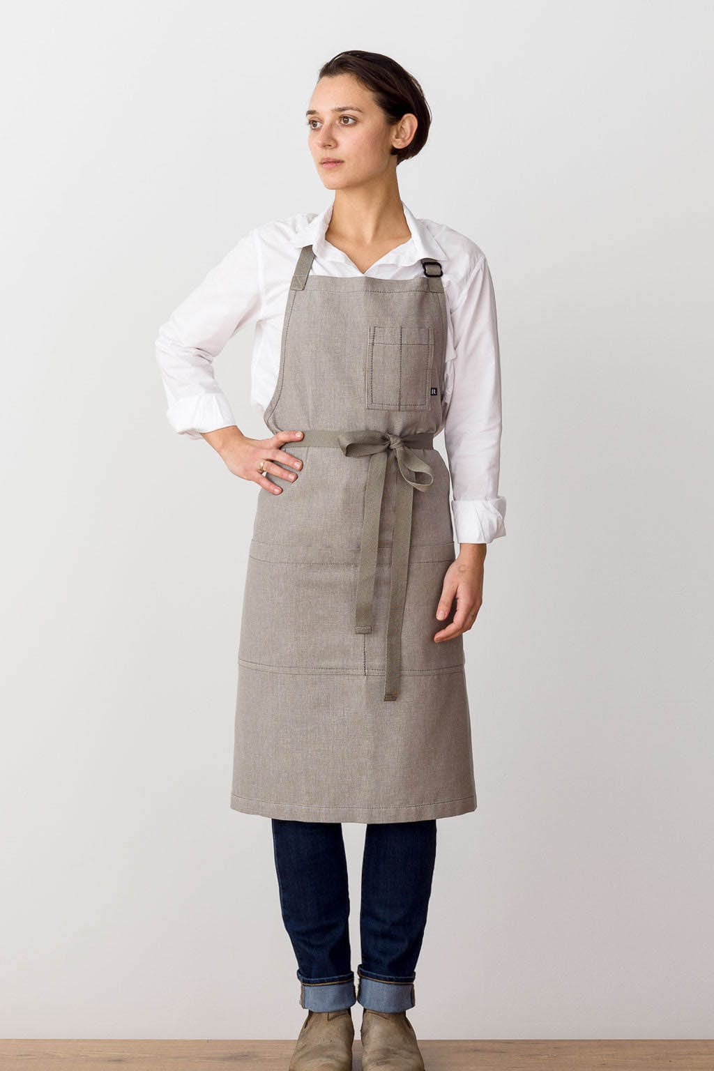 Classic Bib Apron, Cotton, Tan, Front View, Men, Women, Cooks, Wholesale, Comfortable and Durable