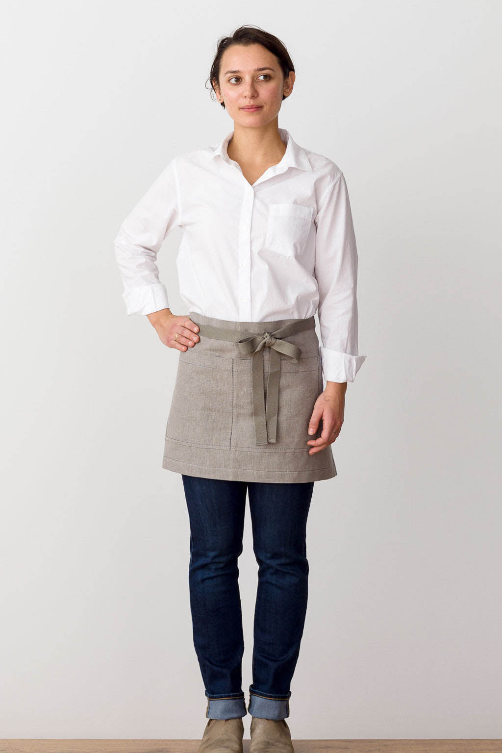 Server Waist Apron, Cotton, Short Style, Front View, Men, Women, Volume Discounts, 5-Star Reviews