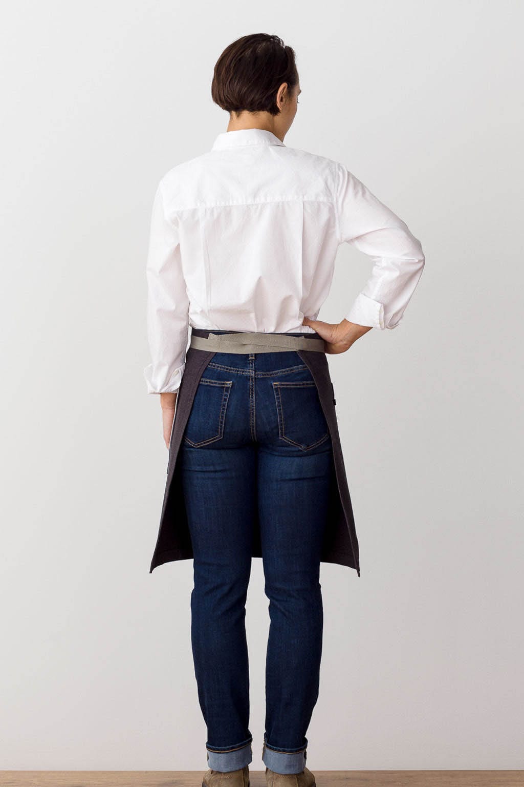 Server Bistro Waist Apron, Cotton, Black, Rear View, VQuick Ship, Pro Quality