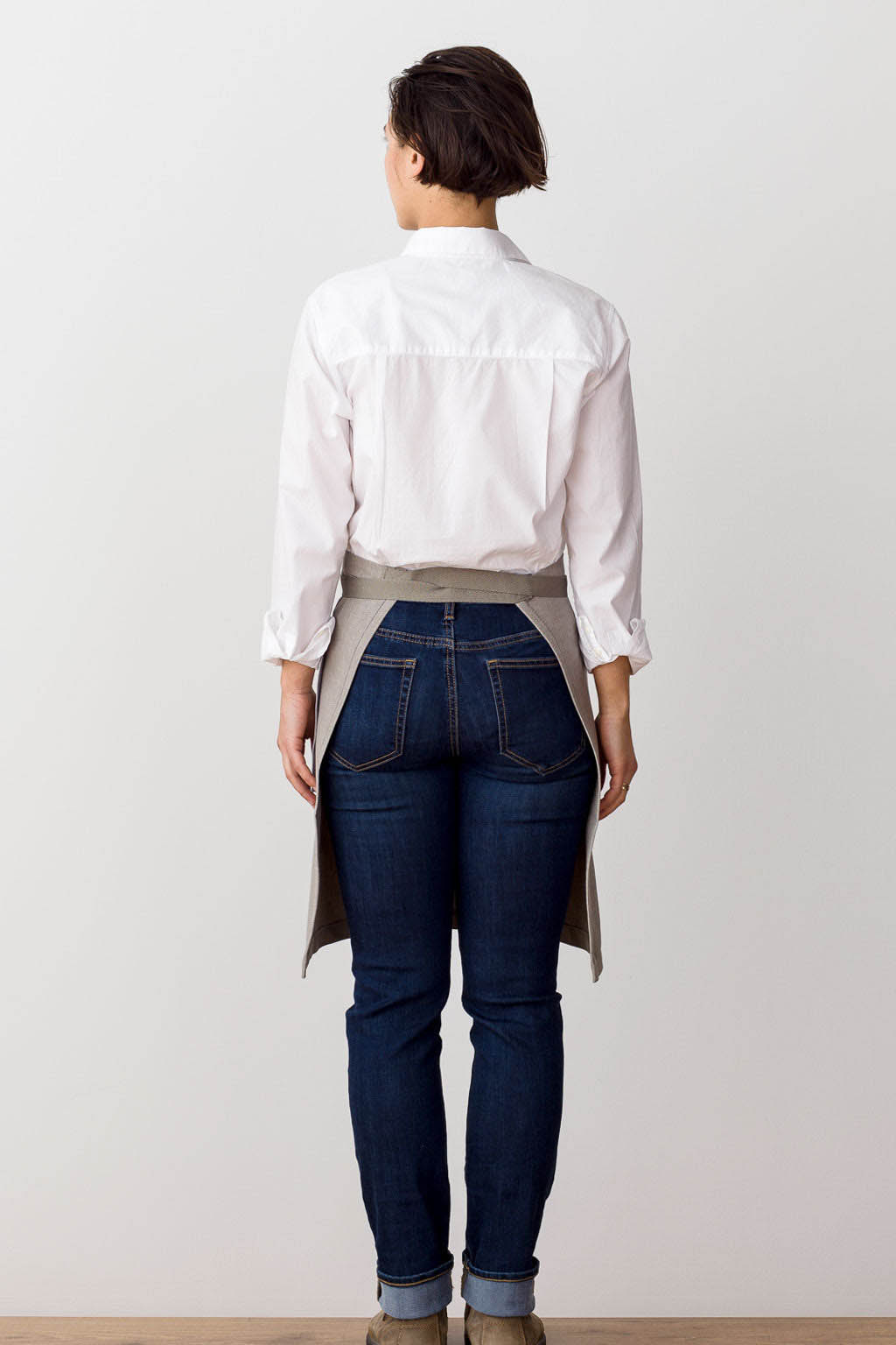 Bistro Server Waist Apron, Cotton Canvas, Rear View, Quick Ship, Roomy Durable Pockets