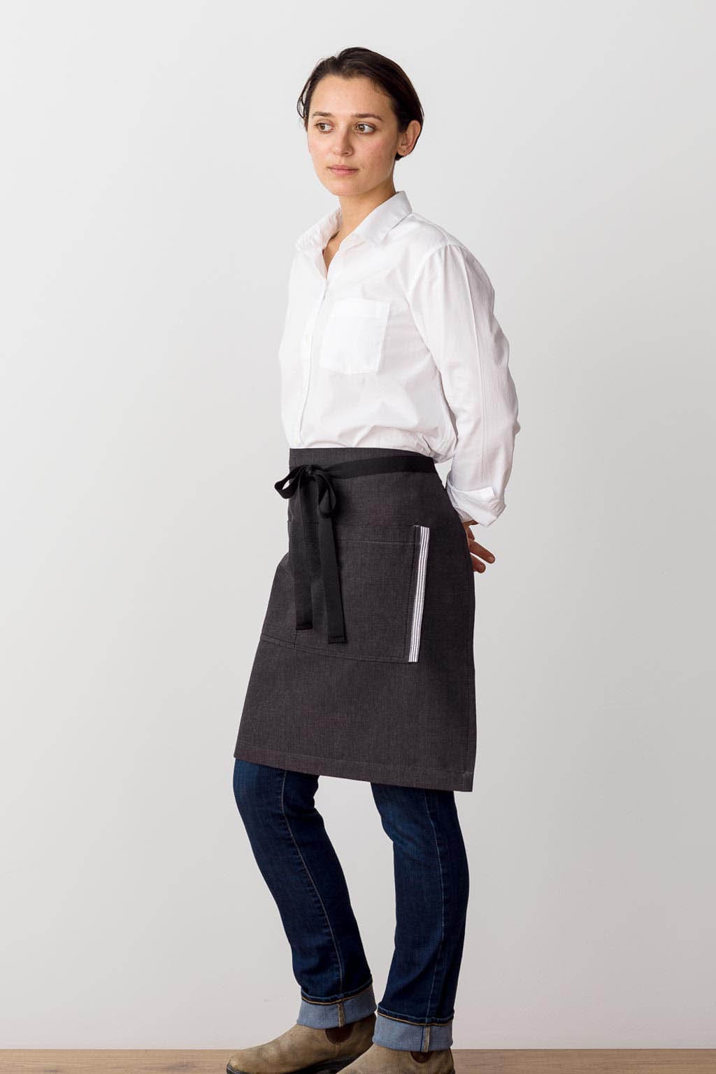 Server Half Apron, Cotton, Black, Side View, Pro, Fast Shipping, Best Rated and Affordable