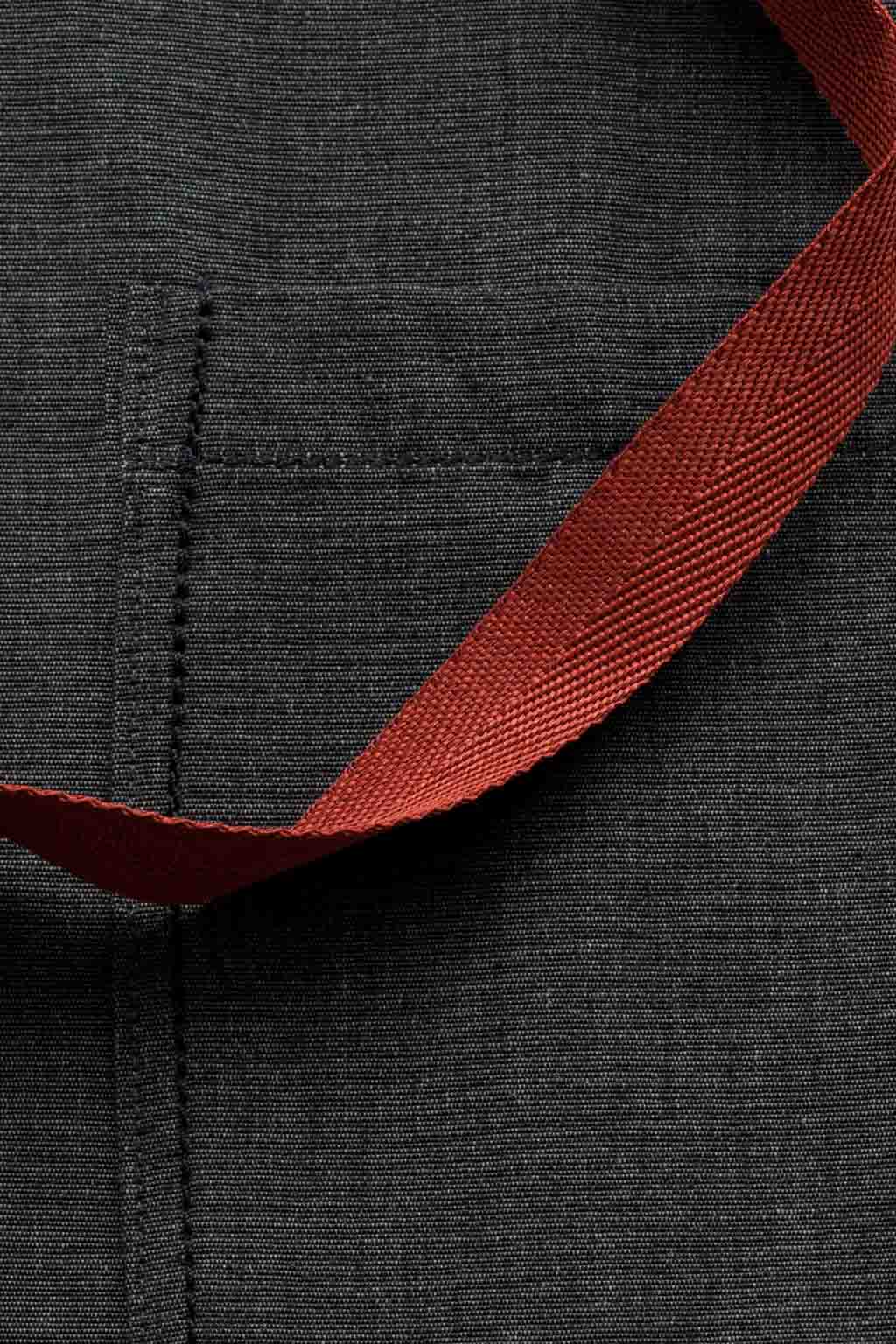 Classic Bib Apron, Cotton, Black, Red Straps, Detail, Customer Favorite, 5-Star Reviews, Durable