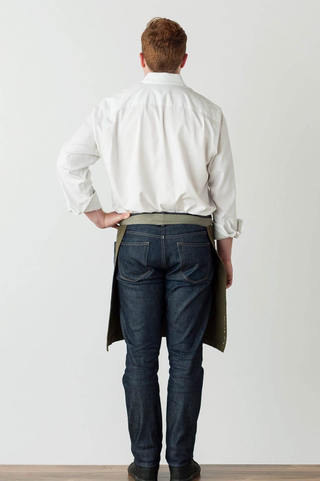 Server Half Apron, Cotton, Olive Green, Rear View, Industry Pricing, Wholesale