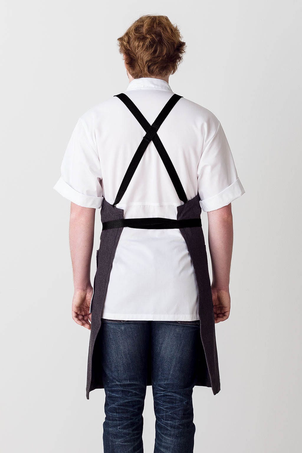Crossback Bib Chef Apron, Cotton, Black, Black Straps, Rear View, Pro, Wholesale, Top Restaurant Supplier