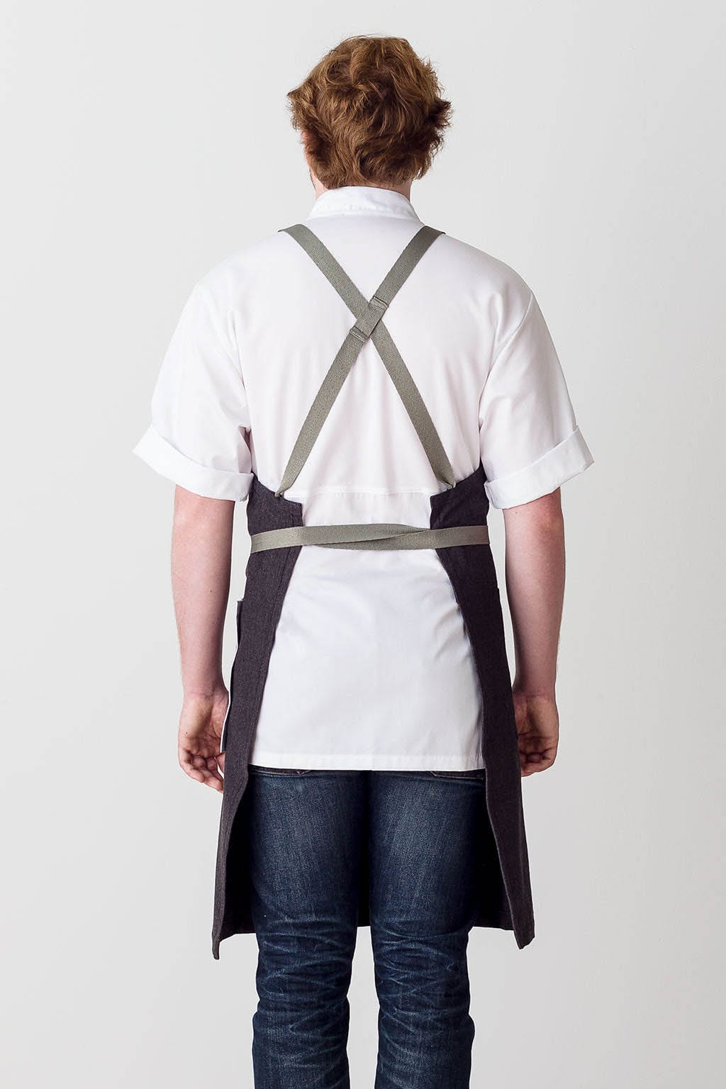Crossback Chef Apron, Cotton, Black, Rear View, Volume Discounts, Quick Ship, Comfortable, Restaurant Favorites