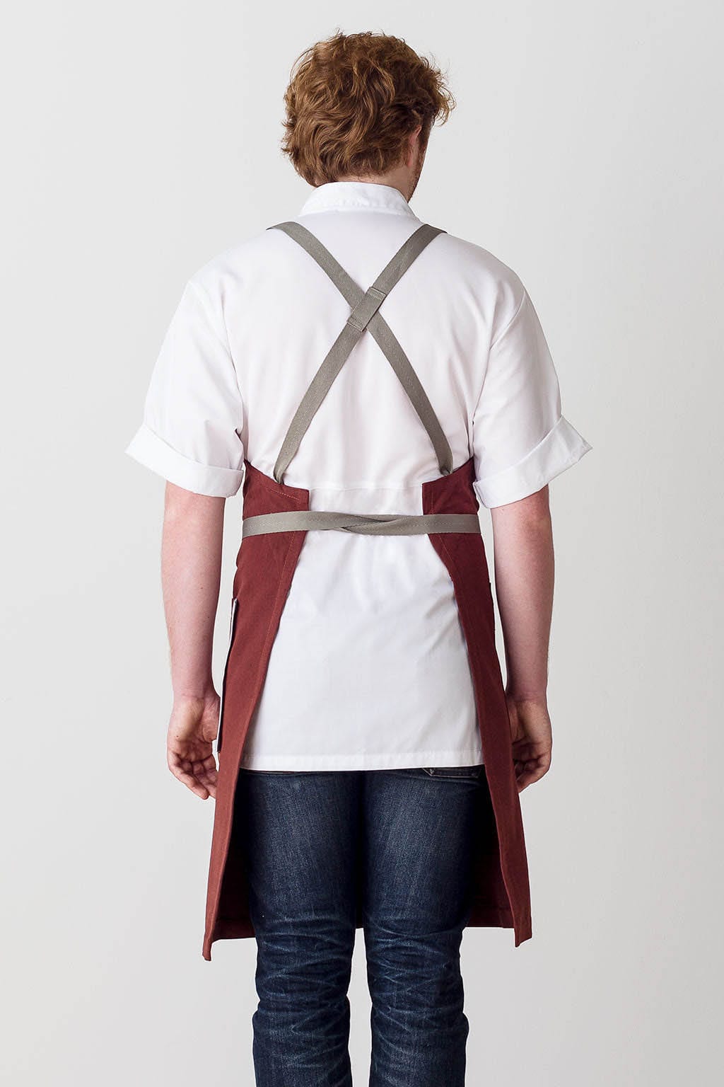 Crossback Chef Apron, Cotton Canvas, Maroon Red, Rear View, Premium Quality, Top 5-Star Apron
