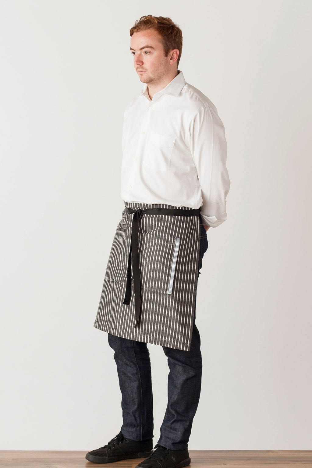 Bistro Server Half Apron, Stripes, Side View, Top Quality, Bulk Pricing