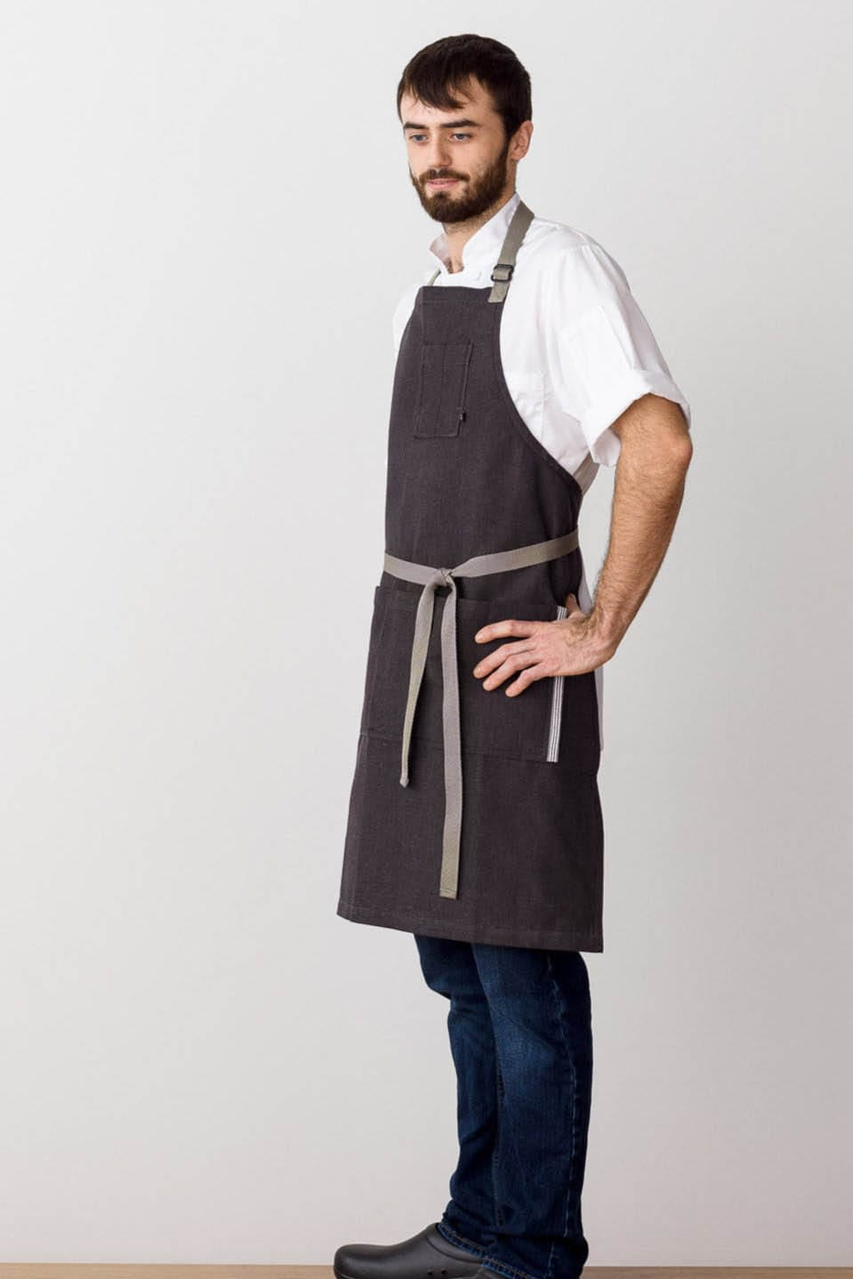 Classic Bib Apron, Cotton Canvas, Black, Side View, Customer Favorite, 5-Star Reviews, Durable & Affordable