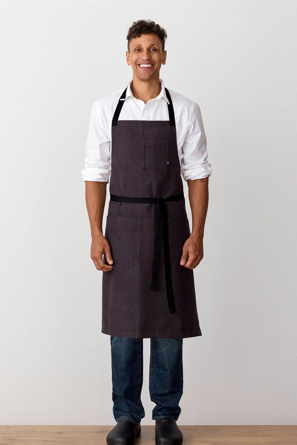 Classic Bib Apron, Cotton, Charcoal Black, Front View, Men, Women, Customer Favorite, Quick Ship, Durable