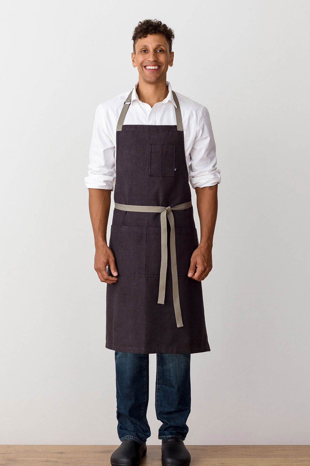 Classic Bib Chef Apron, Cotton, Charcoal Black, Front View, Men, Women, Best Reviews, 5-Star Quality