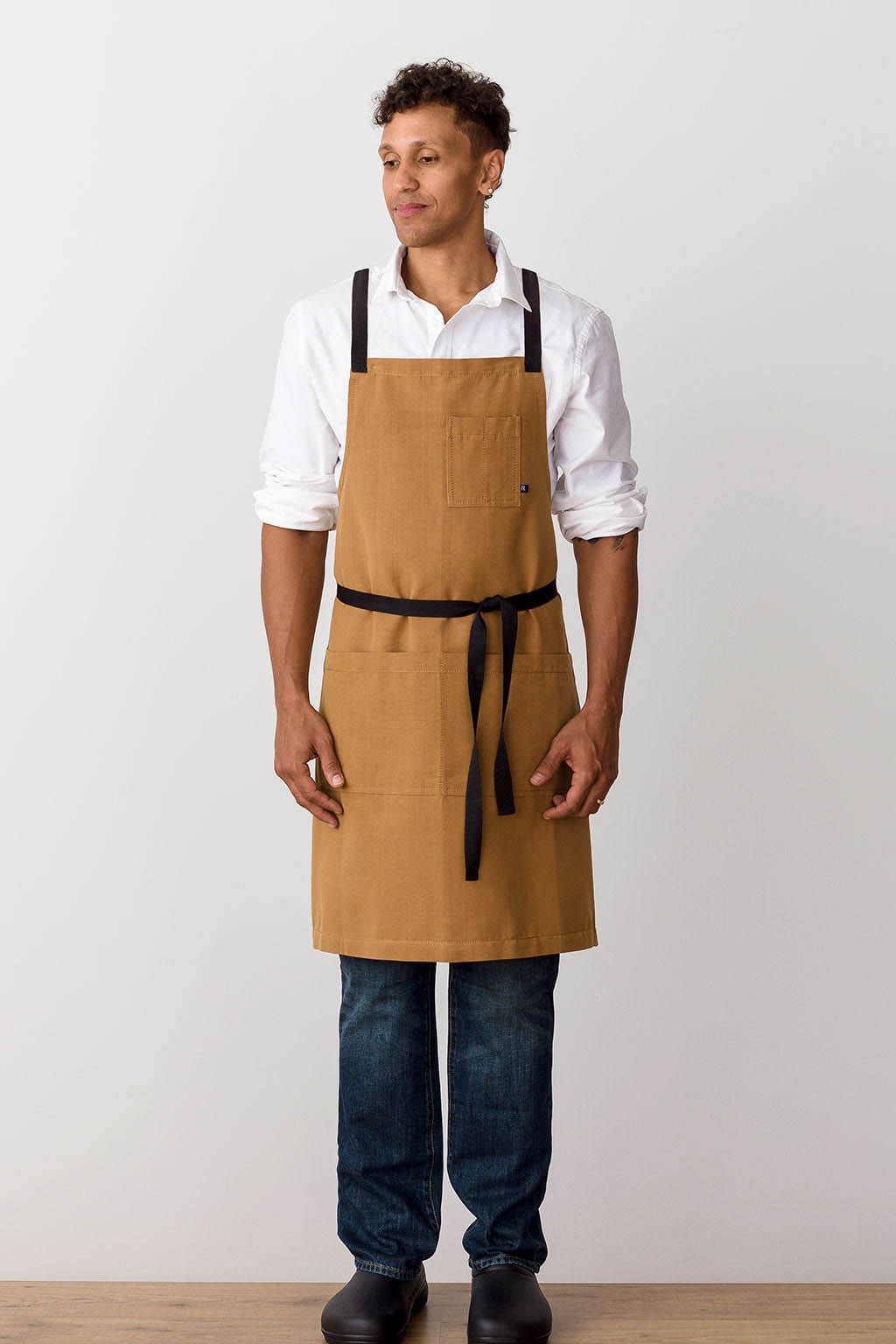 Crossback Bib Chef Apron, Cotton, Brown, Front View, Men, Women, Industry Pricing, Quick Ship, Affordable
