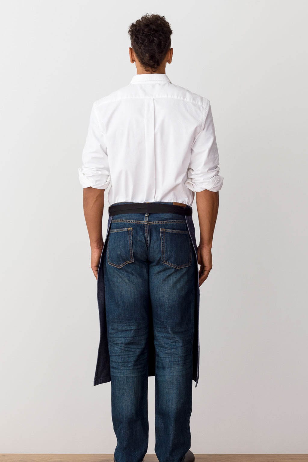 Bistro Server Waist Apron, Cotton, Blue Jean Denim, Rear View, Wholesale, Premium Fabrics
