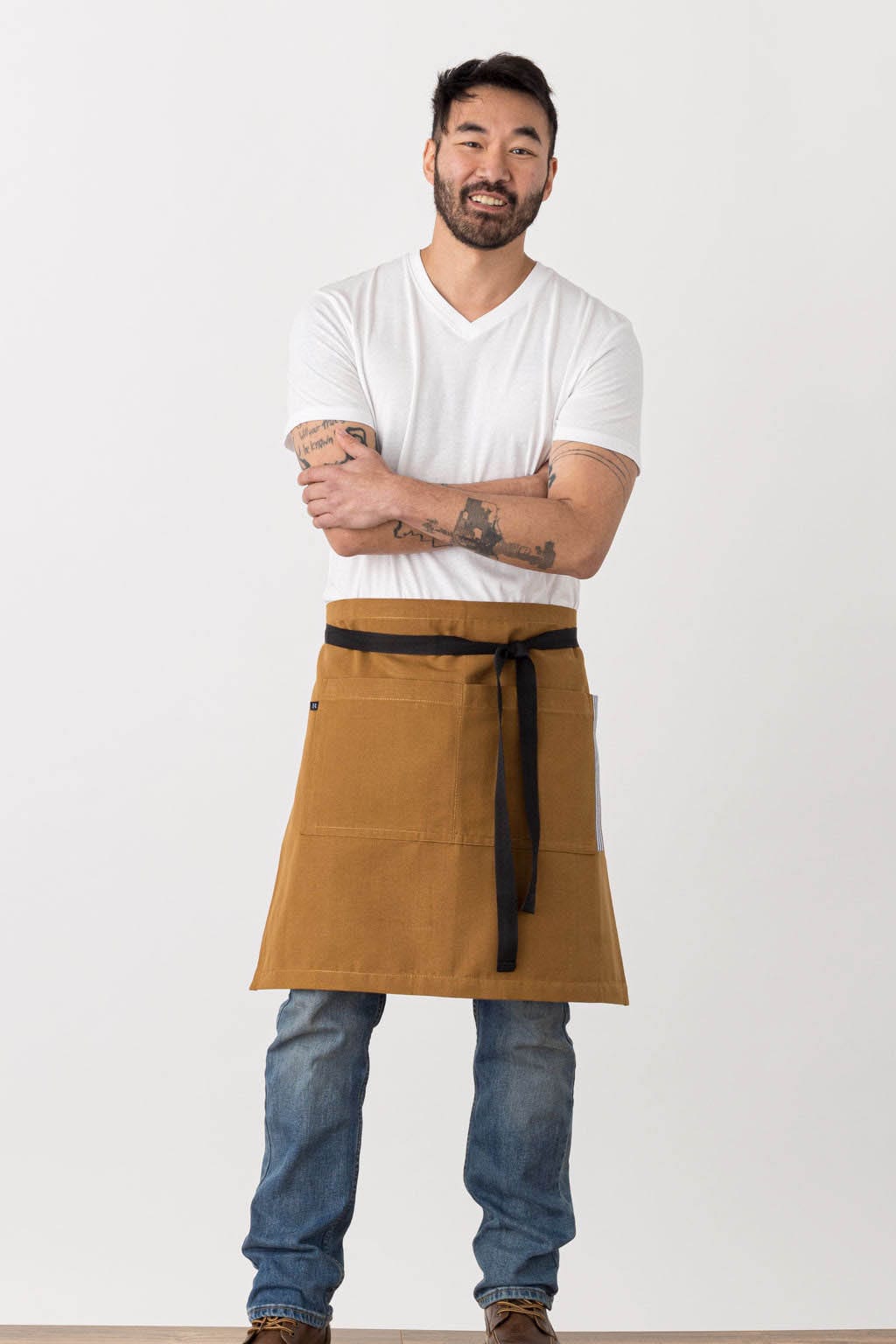 Server Waist Apron, Brown, Front, Men, Women, Cooks, Worn by Award-Winning Restaurant Chefs