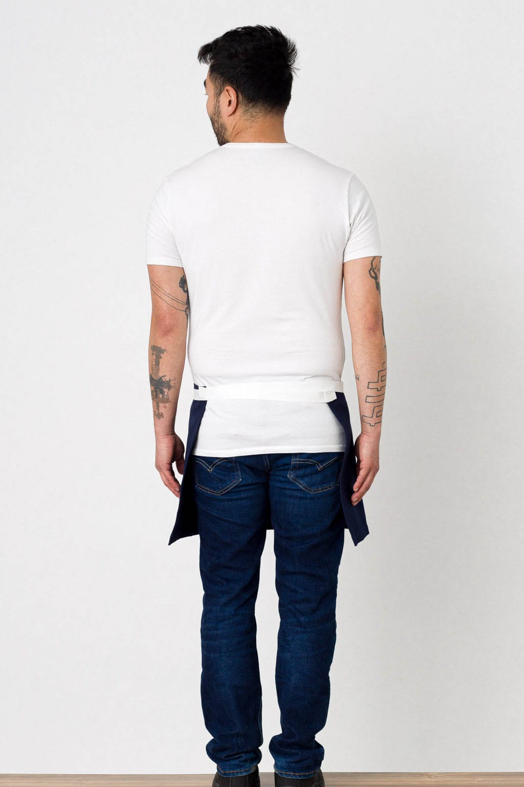Server Half Apron, Cotton, Navy Blue, Rear View, Volume Discounts, Quick Ship, Pro Quality