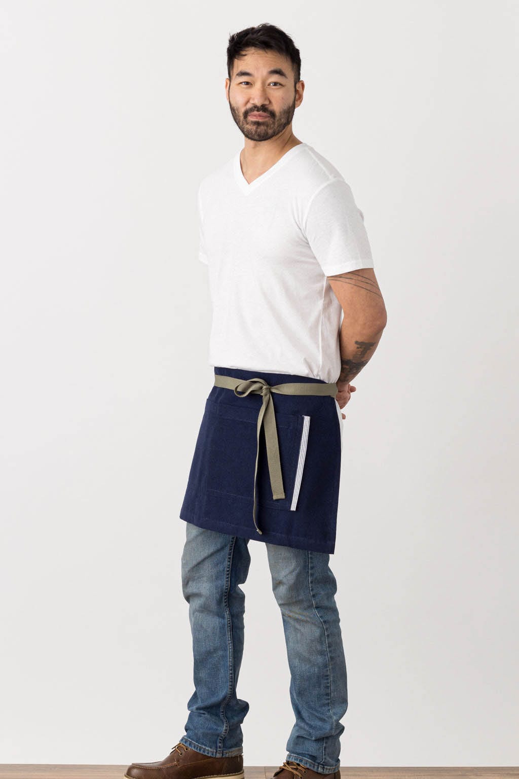 Server Half Apron, Cotton, Navy Blue, Side View, Industry Pricing, Durable