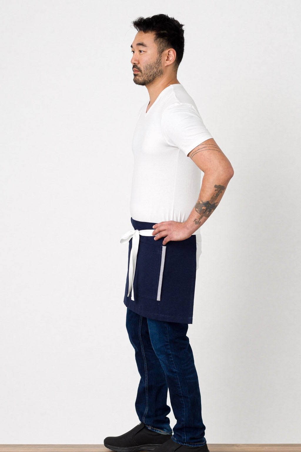 Server Waist Apron, Navy Blue, Side View, Volume Discounts, Quick Ship, Restaurant Favorites