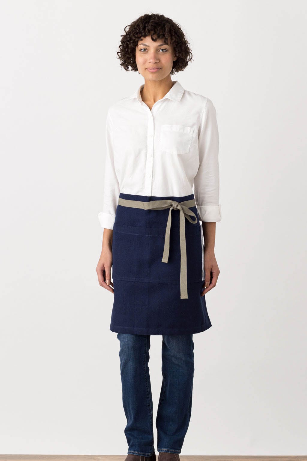 Server Half Apron, Cotton, Navy Blue, Front View, Men, Women, Cooks, Comfortable and Affordable
