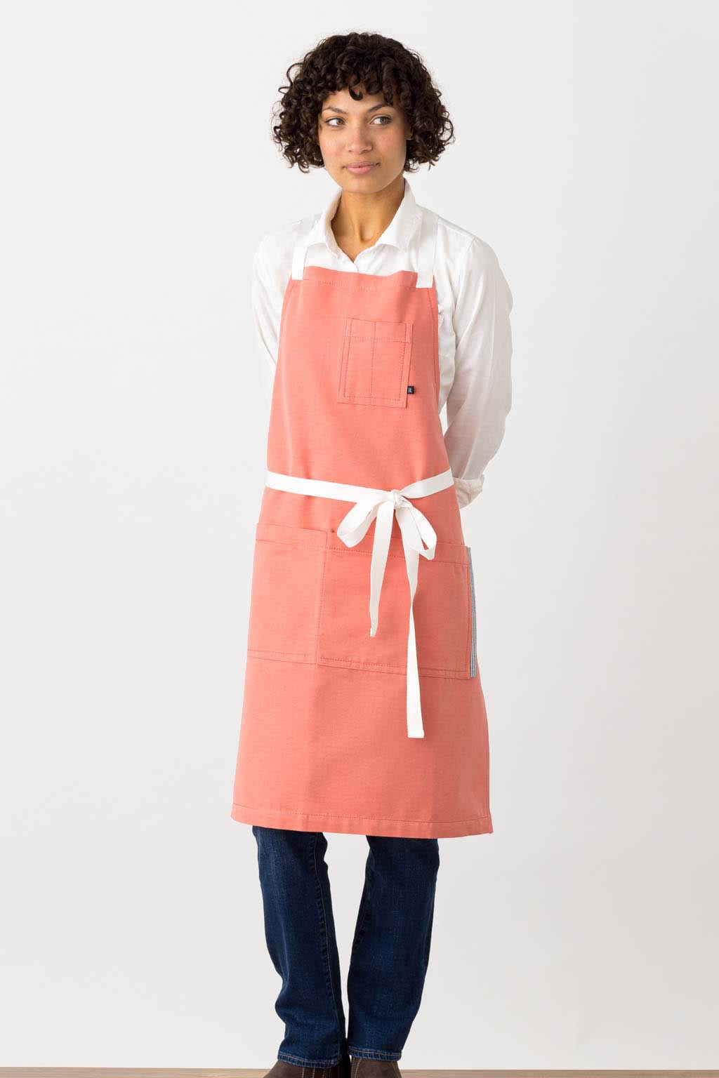 Crossback Chef Apron, Cotton, Coral Pink, Front, Men, Women, Top Quality, Wholesale, All-Day Comfort