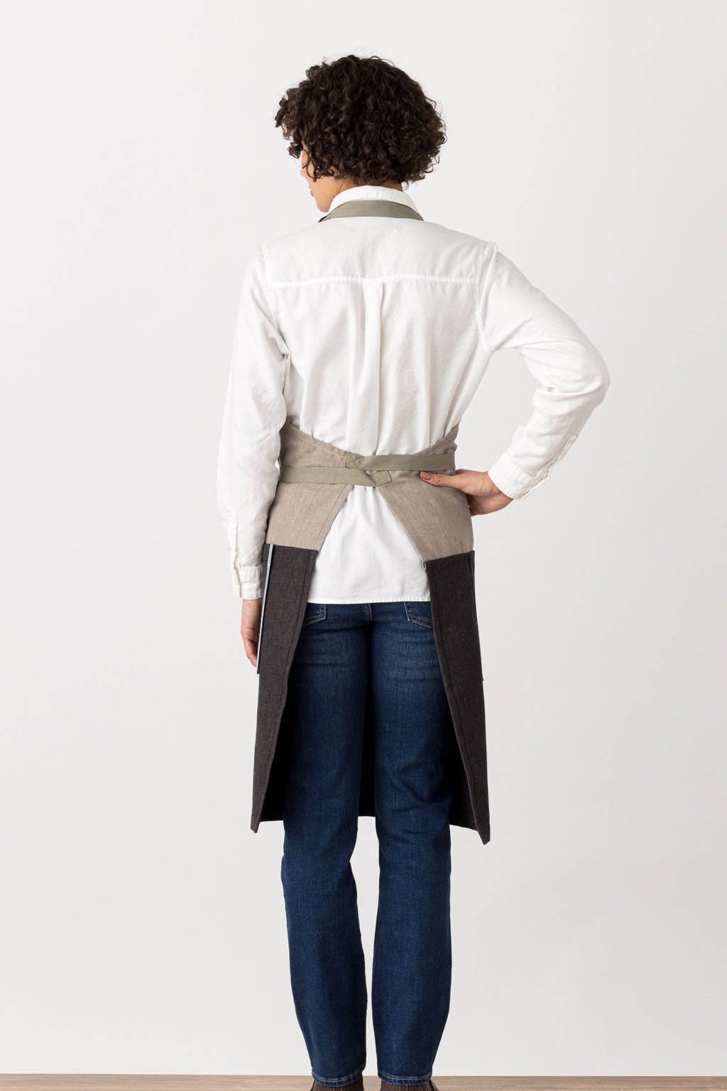 Classic Chef Apron, Cotton Canvas, 2 Tone - Black, Rear View, Bulk Pricing