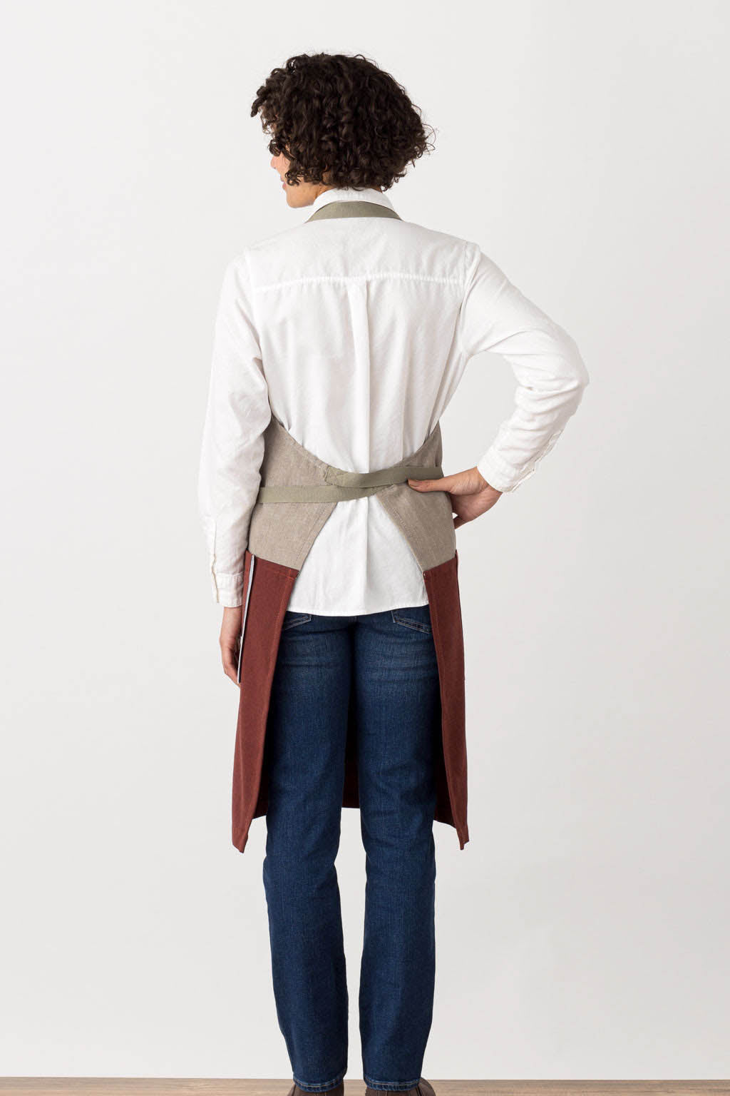 Classic Chef Apron, Cotton, 2 Tone - Maroon Red, Rear View, Pro, Affordable