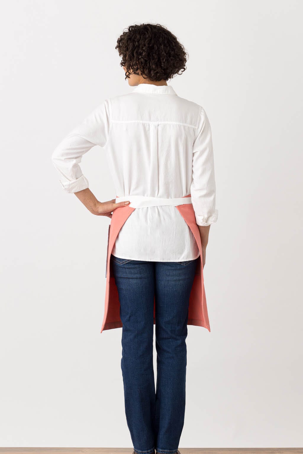 Server Half Apron, Cotton, Coral Pink, Rear View, Bulk Discounts, Wholesale, Affordable