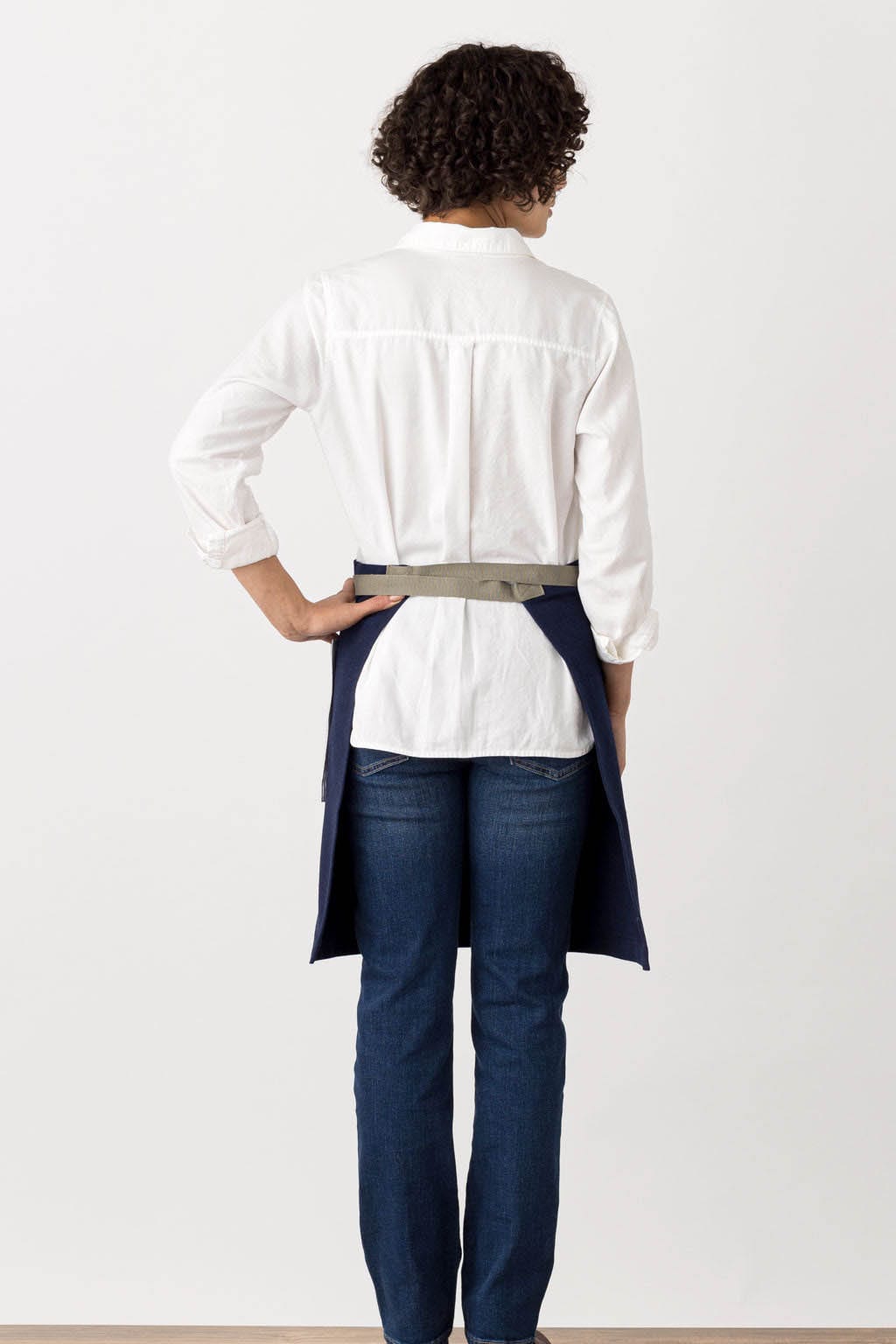 Server Waist Apron, Blue, Rear View, Worn by Top Chefs, Top 5-Star Apron, Restaurant Favorites