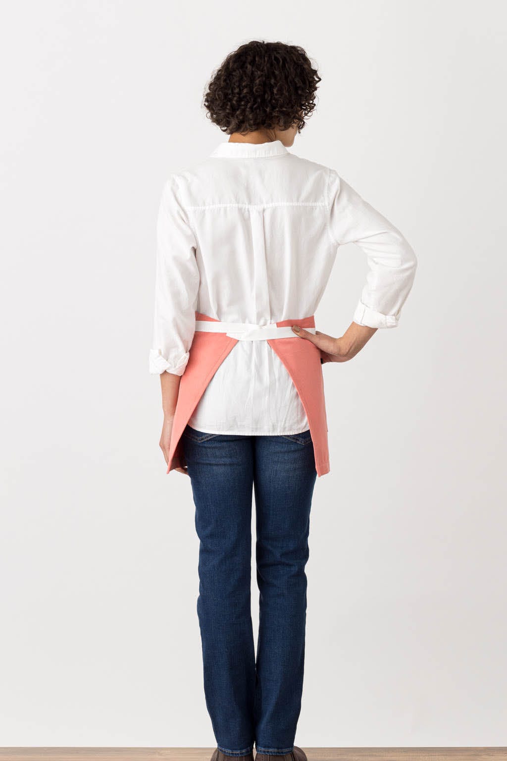 Server Waist Apron, Cotton, Coral Pink, Rear View, Quick Ship, Pro Quality