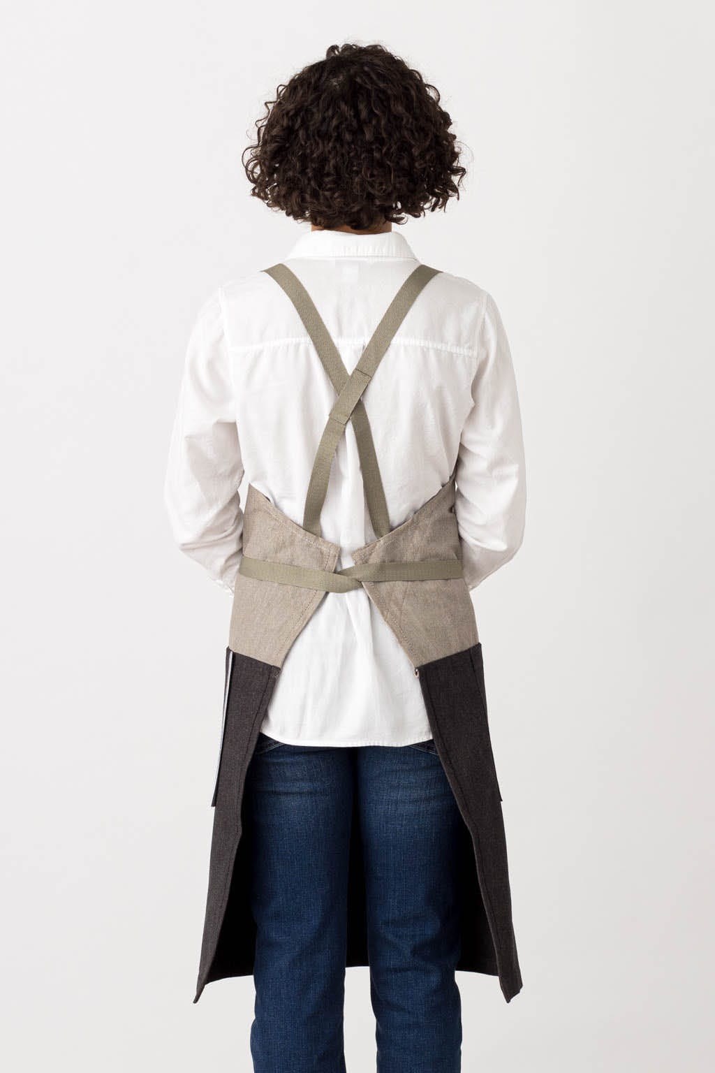 Crossback Bib Chef Apron, Cotton, 2 Tone - Black, Rear View, Pro, Best Rated