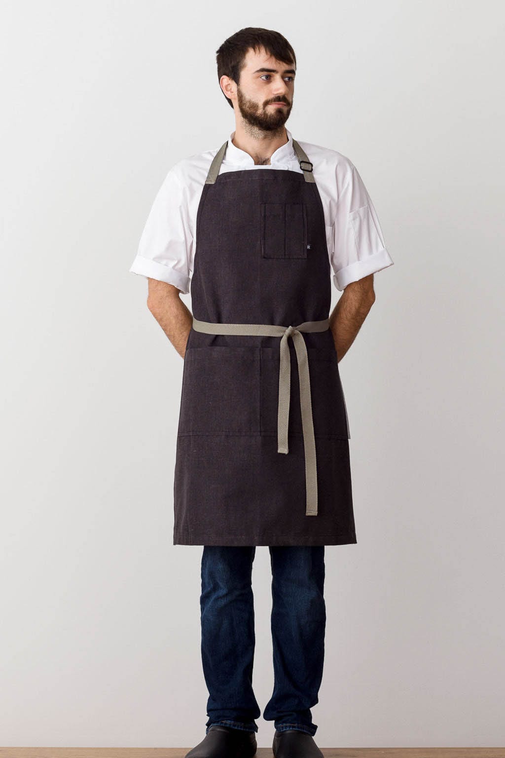 Classic Bib Chef Apron, Cotton, Black, Front View, Men, Women, Top Chefs, Quick Ship, Hospitality Supplier