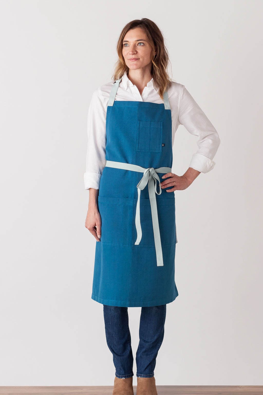 Classic Chef Apron, Cotton, Seaside Blue, Front View, Men, Women, Pro, Quick Ship, Top Rated