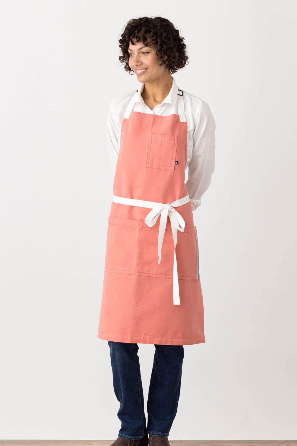 Classic Bib Apron, Cotton, Coral Pink, Front View, Men, Women, Cooks, Pro, 5-Star Reviews, Pro Quality