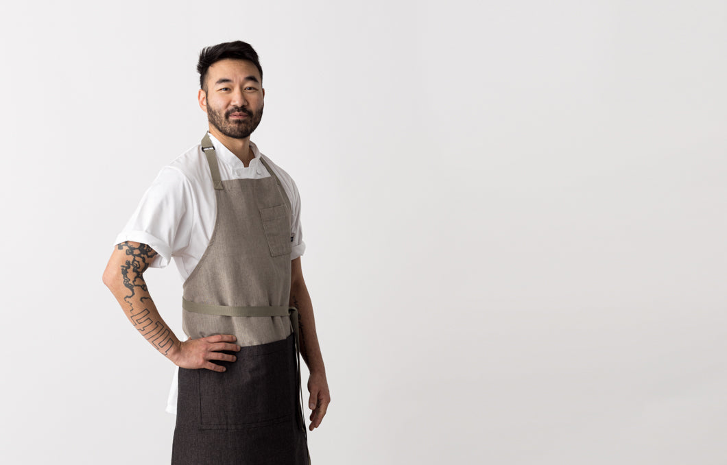 2-Tone Chef Apron Collection Classics and Cross-Backs for Chefs. Modern, stylish. Cool.