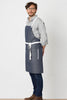 Cross-Back Chef Apron, Wrinkle Resistant, Blue Denim with White Straps, Poly-Cotton